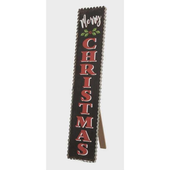 New! Merry Christmas Wooden Black Red Porch Sign Glitzhome Holiday Festive 36" - Picture 3 of 7